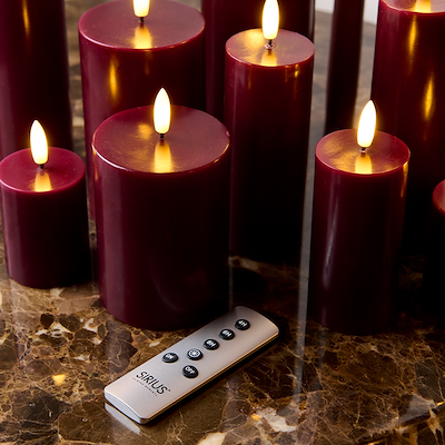 Sirius Sille genopladelig LED bloklys 3 stk. bordeaux