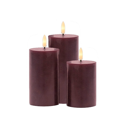 Sirius Sille genopladelig LED bloklys 3 stk. bordeaux
