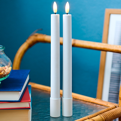 Sirius Sille genopladelig kronelys 2stk 25cm hvid