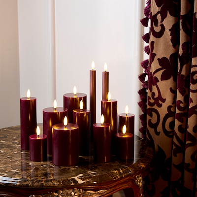 Sirius Sille genopladelig LED kronelys 2 stk. bordeaux Ø2x35 cm