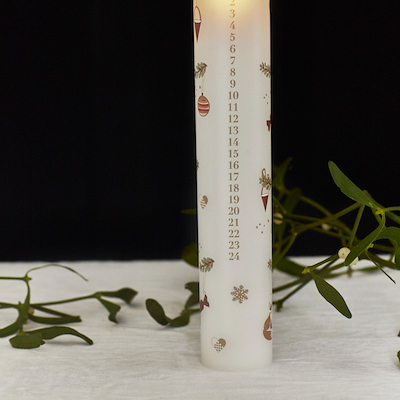 Sirius Mie LED kalenderlys hvid H29 cm Ø4,8 cm