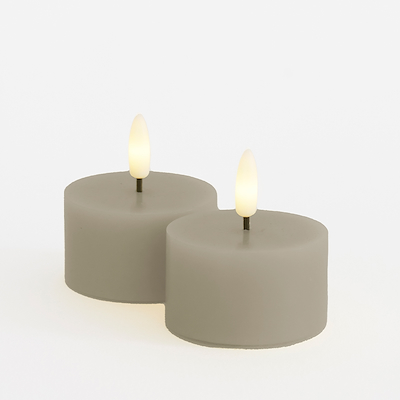 Sirius Sille LED-fyrfadslys varm grå 2 stk Ø6x3,4 cm