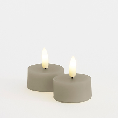 Sirius Sille LED-fyrfadslys varm grå 2 stk Ø4.5 cm H2.2 cm