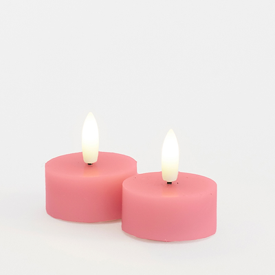 Sirius Sille LED-fyrfadslys rosa 2 stk Ø4,5 cm H2,2 cm