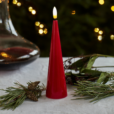 Sirius Sille Lak LED keglelys rød H 17 cm