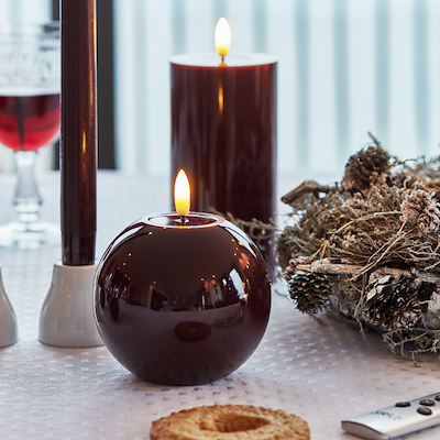 Sirius Sille Lak LED kuglelys bordeaux H9 cm