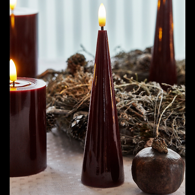 Sirius Sille Lak LED keglelys bordeaux H 17 cm