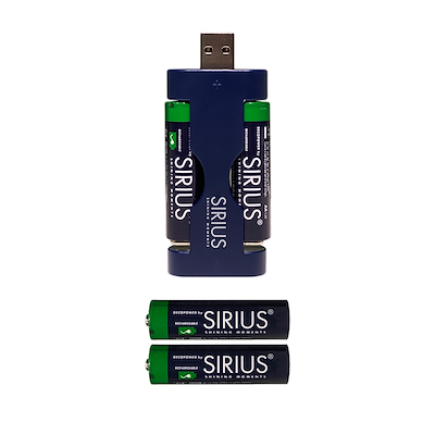Sirius DecoPower USB charger inklusiv 4 x AA batterier