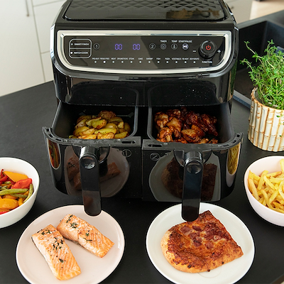 Gastronoma Low Fat dobbelt airfryer & dehydrator sort 9 liter 2400 watt