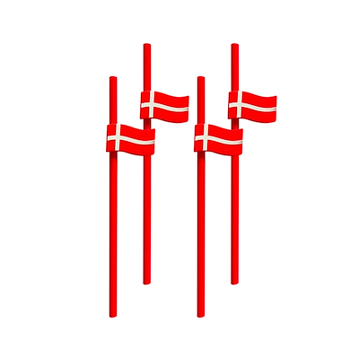 Roligan sugerør med silikoneflag, 4 stk.