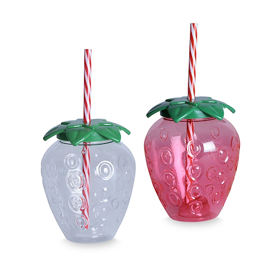 Sommerflaske jordbær med sug 500 ml - assorterede farver