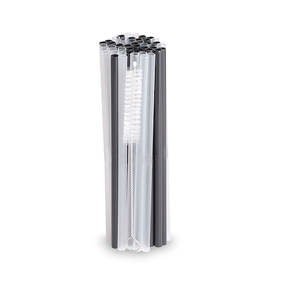 Sugerør til smoothie 40 stk. sort/transparent inkl. børste