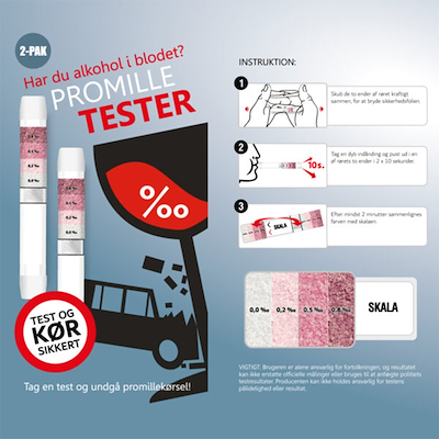 Promilletest engangs hvid 2 stk