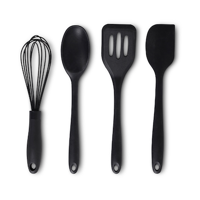Aldente silikone redskabssæt sort 4 dele