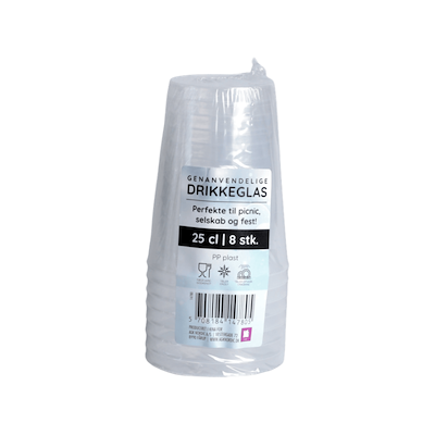 Genanvendelige drikkeglas plastik 8 stk. 25 cl