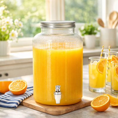Dispenser med taphane og skruelåg glas 6 liter