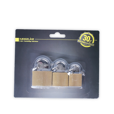 Hængelås 3 stk. i forskellige størrelser