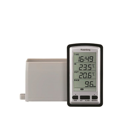 Rosenborg Regnmåler RG0530 Trådløs Med Inde-/ Udetemperatur