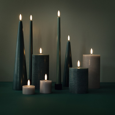 Uyuni Lighting LED bloklys pine green rustic H10,1 cm