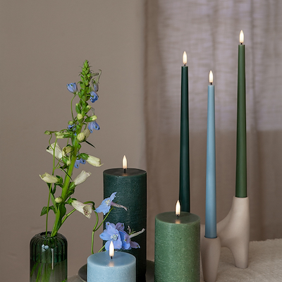 Uyuni Lighting LED stagelys slim 2 stk. oliven H32 cm