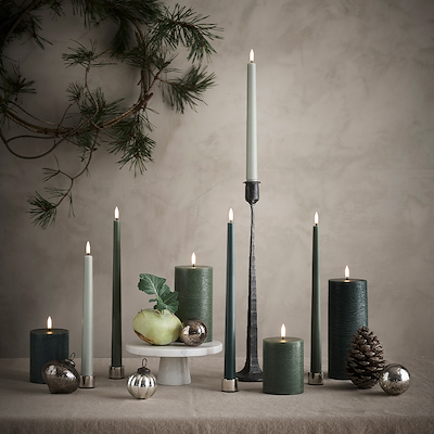 Uyuni Lighting LED stagelys slim 2 stk. oliven H32 cm