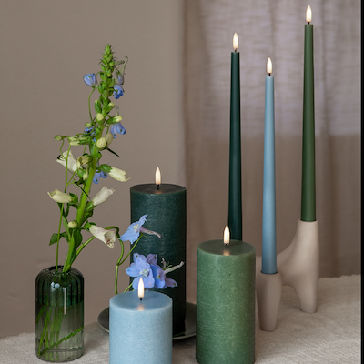 Uyuni Lighting LED stagelys lyseblå H32 cm 2 stk.