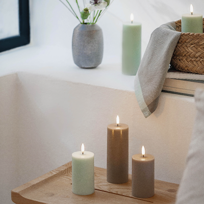 Uyuni Lighting LED bloklys støvet grøn H10 cm