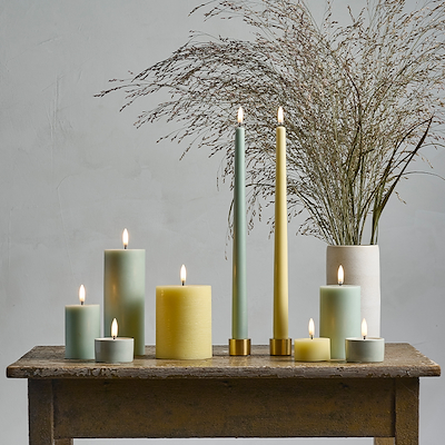 Uyuni Lighting LED stagelys 2 stk. støvet grøn H32 cm