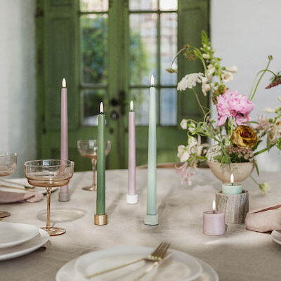 Uyuni Lighting LED stagelys støvet grøn H 32 cm 2 stk.