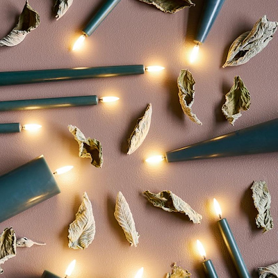 Uyuni Lighting LED kertelys pine green 2 stk. H25 cm