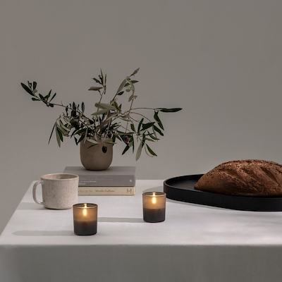 UYUNI LED lys i glas grå H7 cm 2 stk.