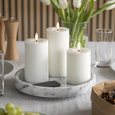 ENJOY LED bloklys 3-pak Ø7,5 cm hvid