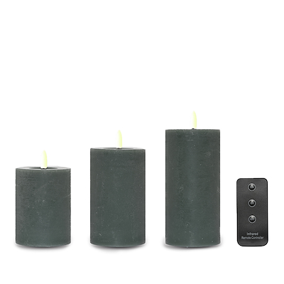 ENJOY LED bloklys 3-pak Ø7,5 cm grøn