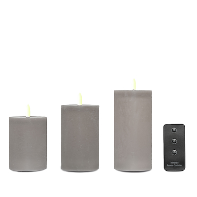 ENJOY LED bloklys 3-pak Ø7,5 cm grå