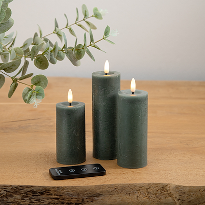 ENJOY LED bloklys 3-pak Ø4,8 cm grøn