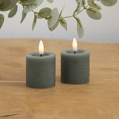 ENJOY LED mini bloklys 2-pak Ø 4,8 x H 5 cm grøn