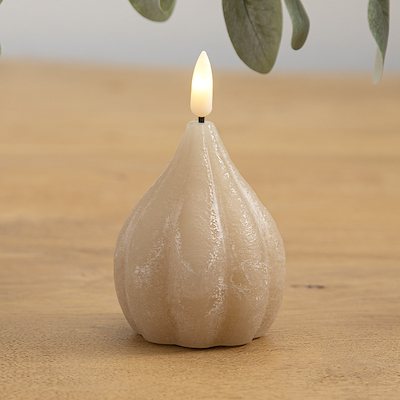 ENJOY LED løglys med timerfunktion Ø 6,5 x H 8 cm sand