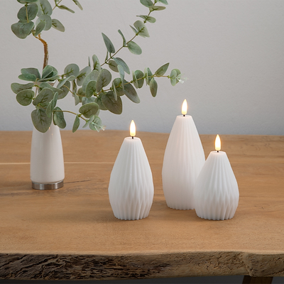 Enjoy Elipse LED vokslys hvid 3 stk.