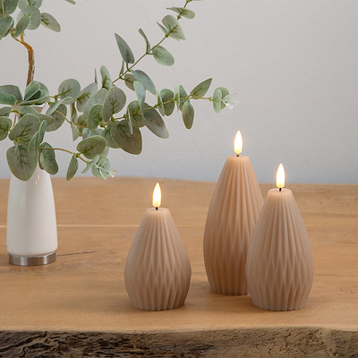 Enjoy Elipse LED vokslys sand 3 stk.