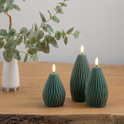 Enjoy Elipse LED vokslys grøn 3 stk.