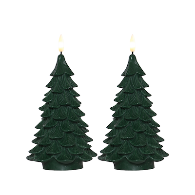 Enjoy LED lys juletræ 2-pak grøn H 19 cm