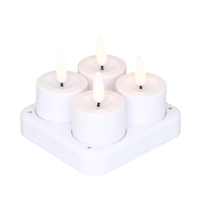 Enjoy LED fyrfadslys genopladelig hvid Ø 3,9 cm 4 stk.