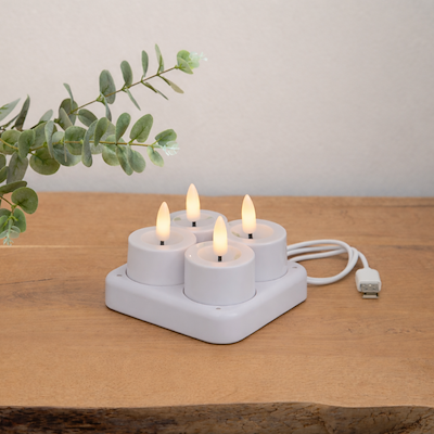 Enjoy LED fyrfadslys genopladelig hvid Ø 3,9 cm 4 stk.