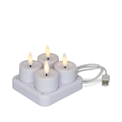 Enjoy LED fyrfadslys genopladelig hvid Ø 3,9 cm 4 stk.