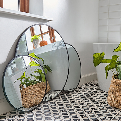 Villa Collection Vardo rundt spejl sort jern 80 cm