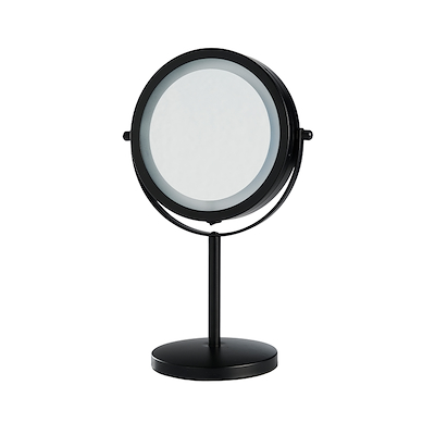 Makeup spejl med LED lys 17.5 cm sort