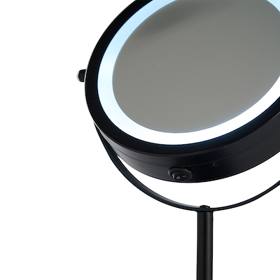 Makeup spejl med LED lys 17.5 cm sort