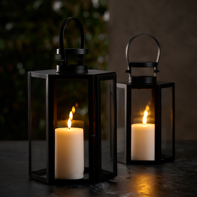 Lanterne med håndtag sort 33 cm