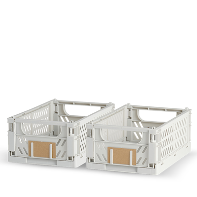 Stabelbar foldekasse lysegrå 25x16,5x10 cm 2 stk.