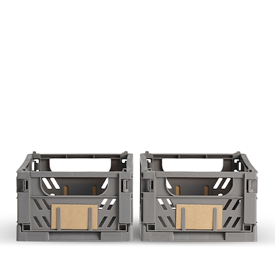 Stabelbar foldekasse mørkegrå 25x16,5x10 cm 2 stk.